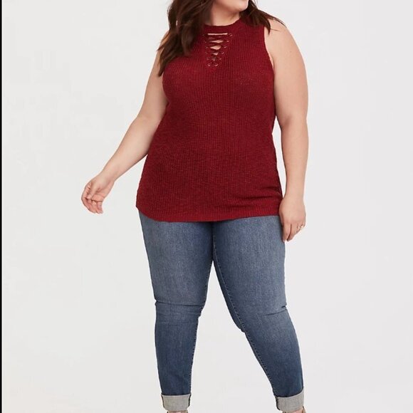 Torrid COPPER LATTICE SWEATER TANK 2x - Picture 3 of 9